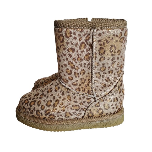 Nordstrom Rack Girls Leopard Animal Print Faux Fur Lining Winter Boots Toddler 6 - Picture 1 of 10